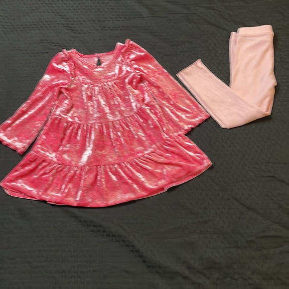 Cat & Jack Velour Pink Top  Size US XS (3T) and Old Navy pink Tights size 4T - Picture 6 of 15